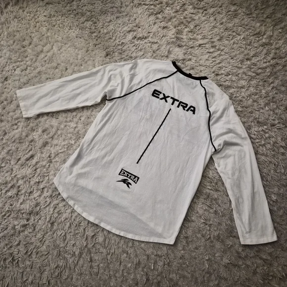 ☆5/$15☆H&M Divided “EXTRA” Racing Long Sleeve Shirt | White & Black | XS - Picture 11 of 16